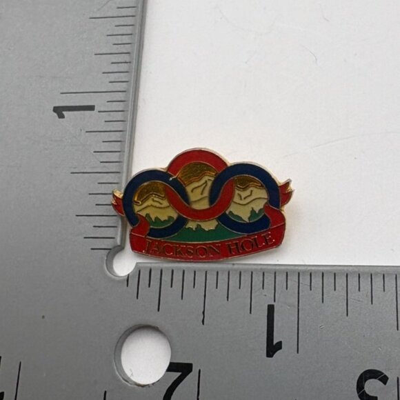 Jackson Hole Enamel Pin Gold Tone Souvenir Mountain Landscape Accent - Picture 3 of 6